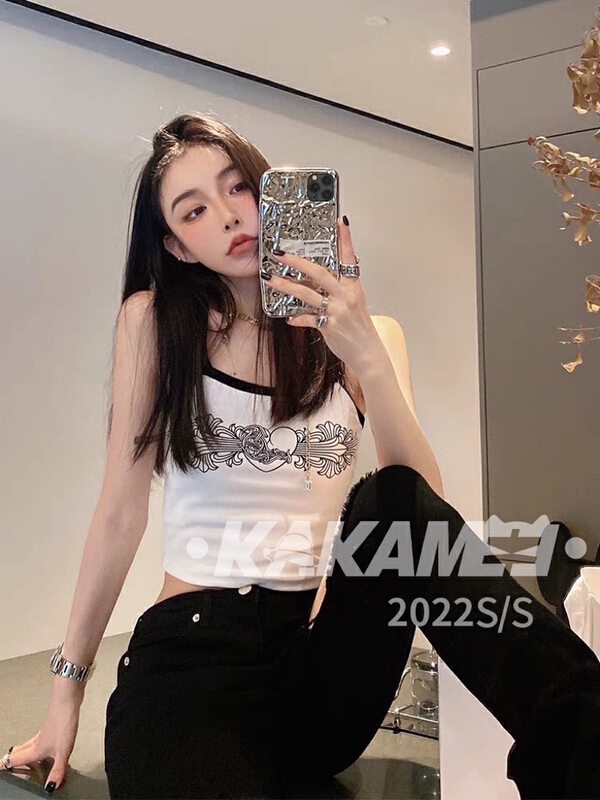 [kakamee] Korean Sanskrit love printed sweet and spicy vest / sling 5033