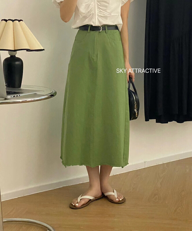 [sky] Korean slim washing skirt (with waist rope) 19287\hbx