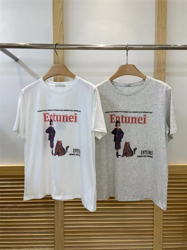 [xhm] Korean alphabet printed loose short sleeve T-shirt ys1-883\zjy