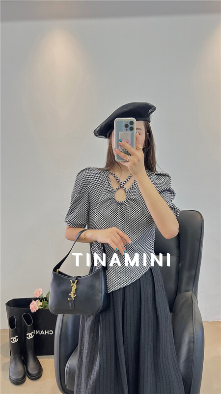 【 tinamini 】 temperament bubble sleeve irregular shirt m0211\hjy