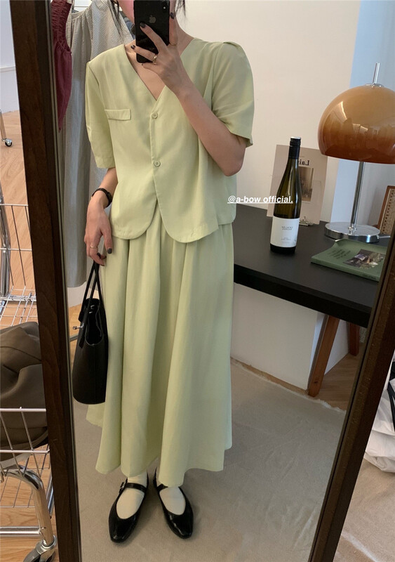 [a-bow studio] Japanese net small shirt + temperament skirt set 15205\zjy