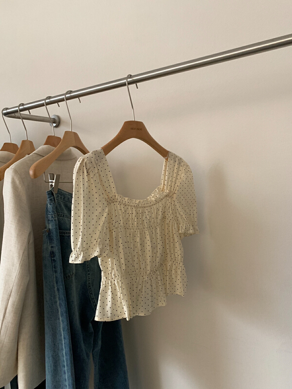 [Imiss] French Advanced square neck wave Dot Shirt cx9138\lsw