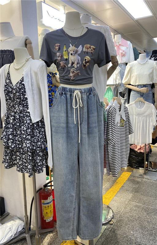 [M queen] high waist slim drawstring elastic waist jeans 5133\hbx
