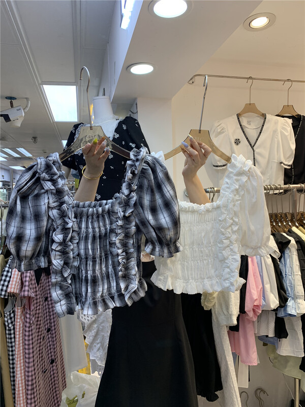 [Han C family] checkered Pullover short sleeve shirt 6457\pcz