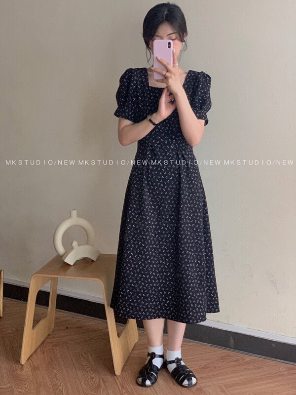 [chen/mk] Korean simple butterfly print dress 3287\hjy