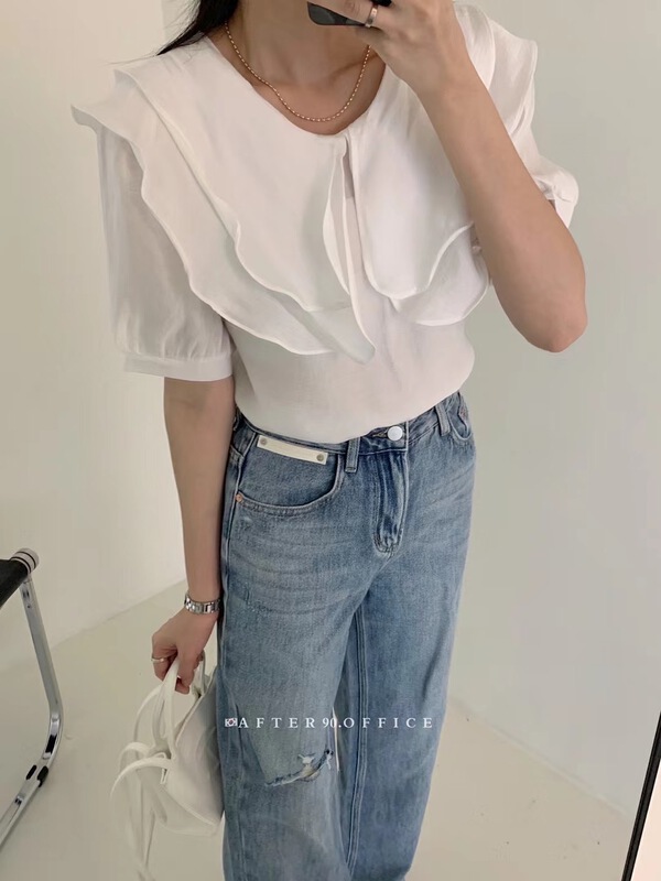 [after.90] large lapel comfortable Korean shirt ys1-2260\ll