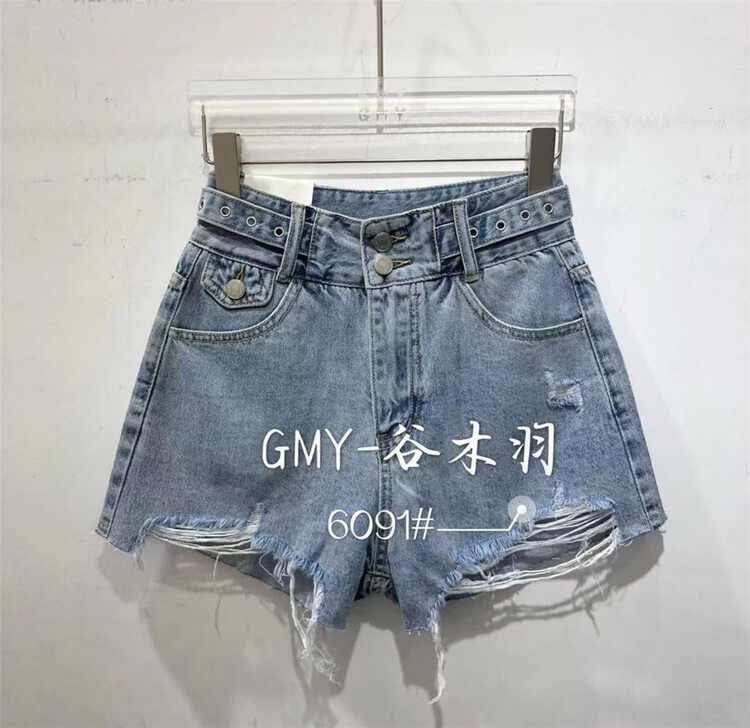 [Gu Muyu] comfortable and versatile double button denim shorts 6091\zjy