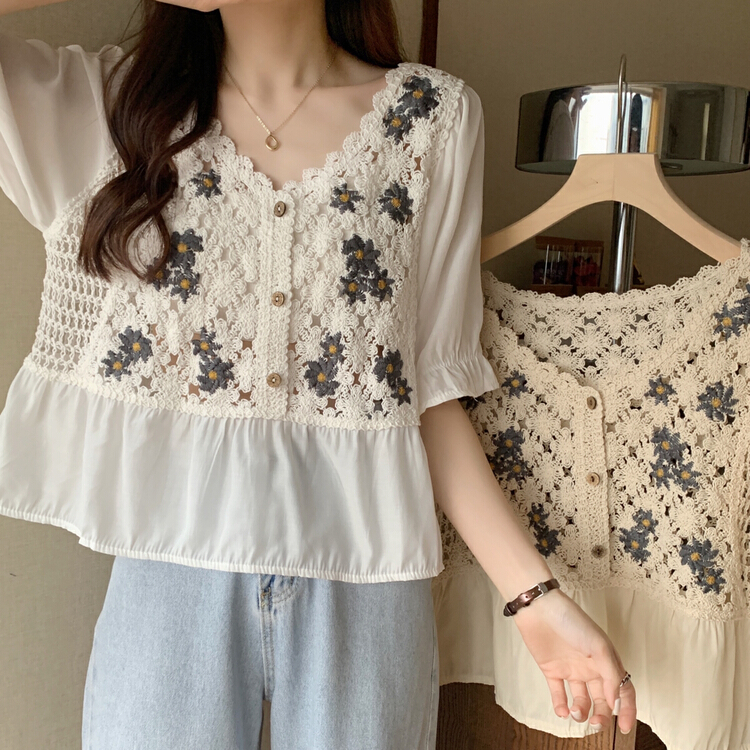 [f · P] design sense thin V-neck pleated shirt 1962-1\hbx