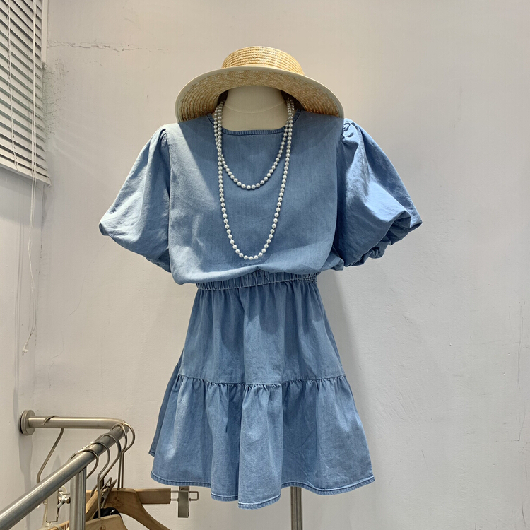 [Chenyi] Korean Short Sleeve Shirt + loose skirt set 1031\xyy