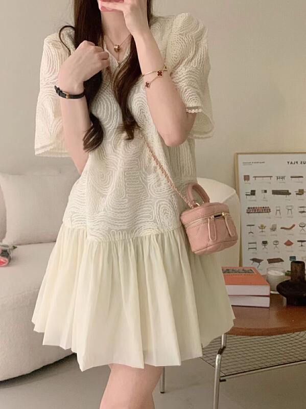 [Dai Dai] lady sweet V-neck bubble sleeve dress 4916\hbx