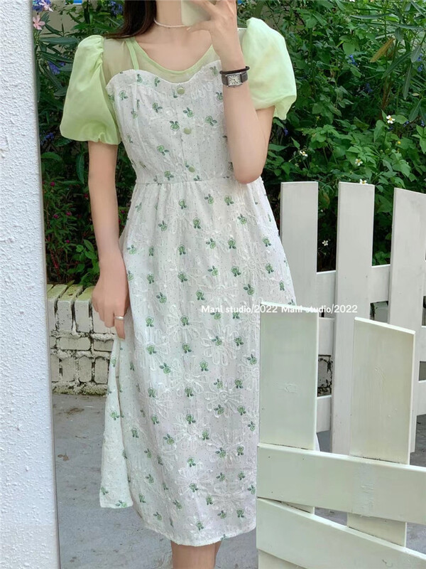 [Mina] gentle wind floral patchwork dress 6619\hbx