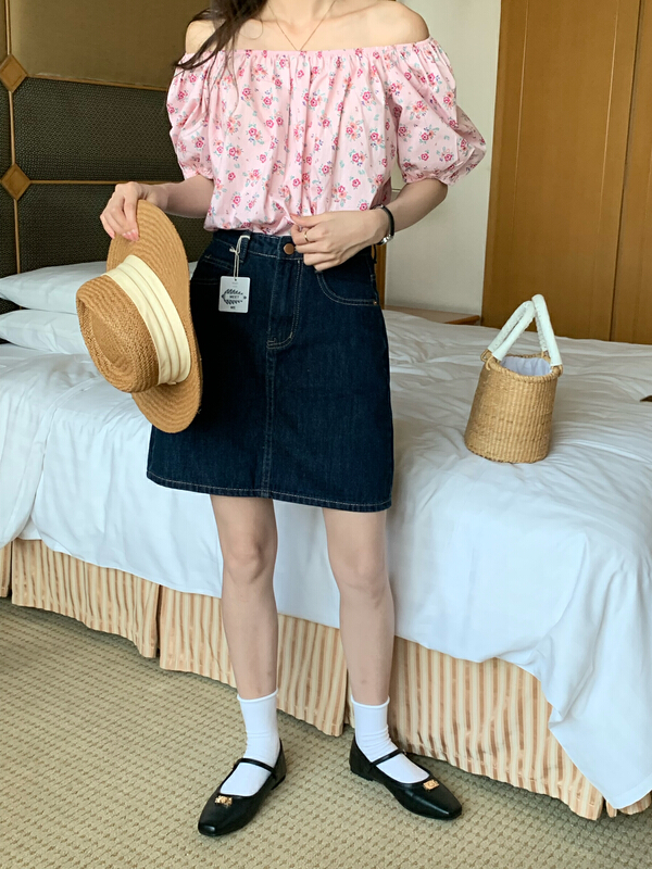 [meet me] fashion slim and versatile denim skirt 61283\ll