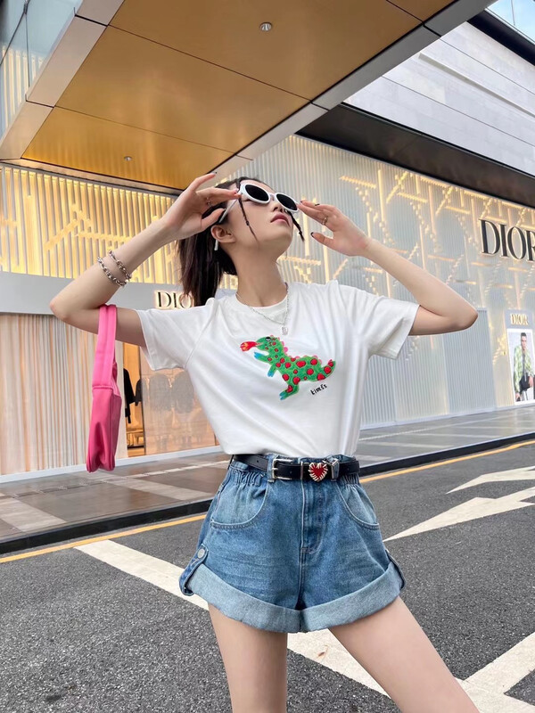 [m.zz] dinosaur print loose and versatile short sleeve T-shirt 9159\lsw