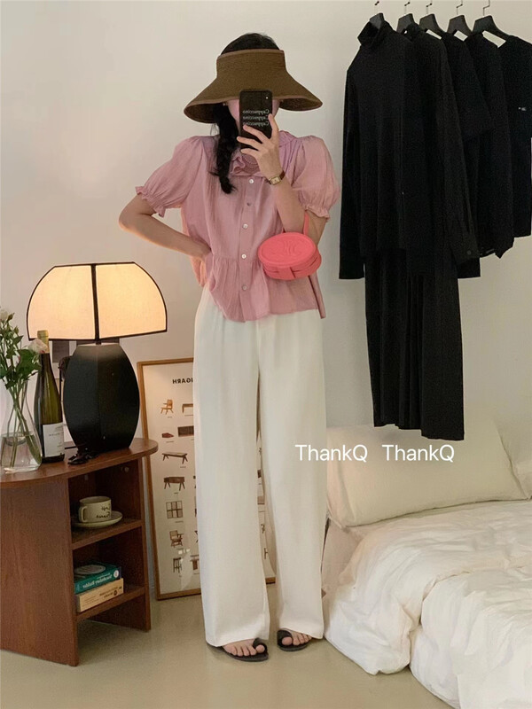 [thankq] Korean sweet aging short shirt 6890\zjy