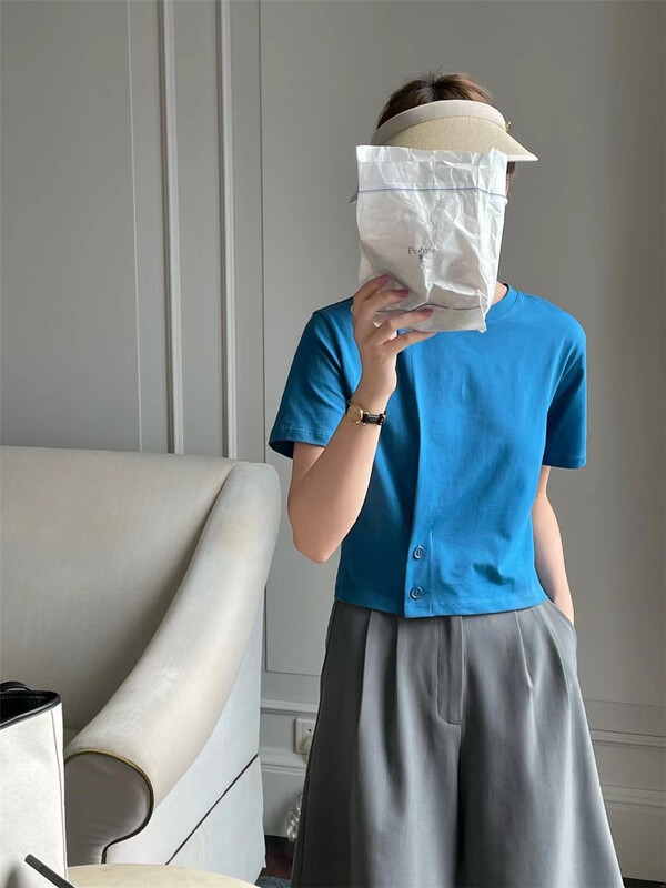 [feeding] Korean style commuter versatile solid short sleeve T-shirt 7931-h5\cls