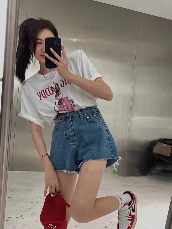 [British rights society] Bugs Bunny letter casual loose short sleeve T-shirt 5869\xyy