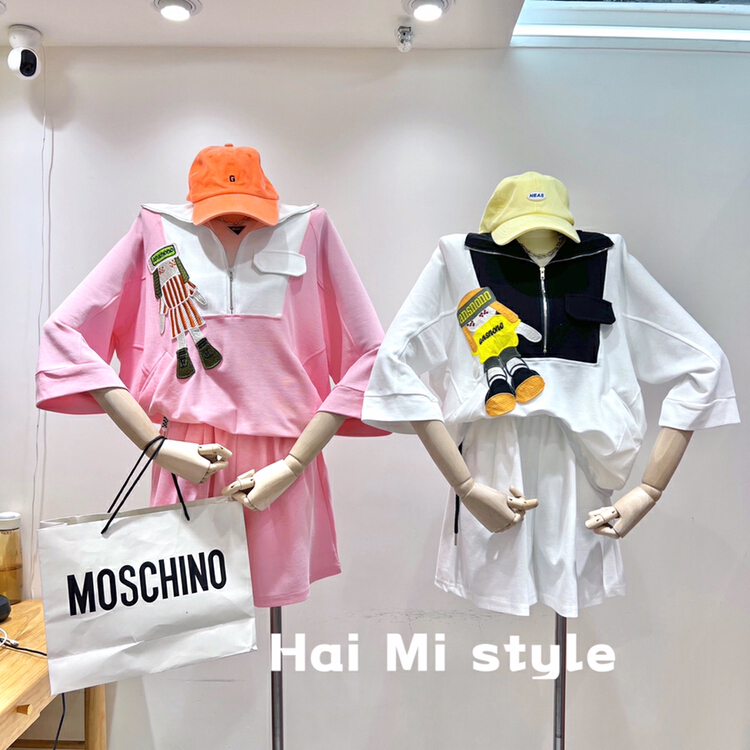 [Helmi] Korean heavy industry design patch Top + loose casual Shorts Set 1893\wtt