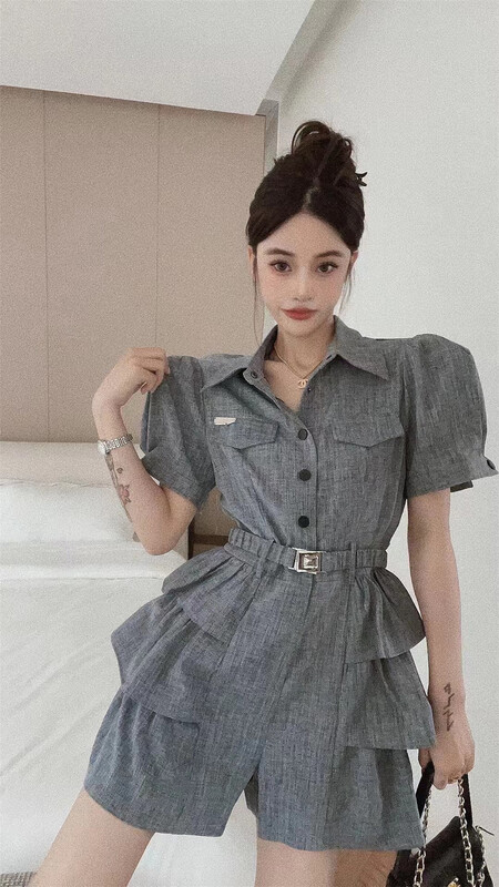 [Han C family] fashionable solid color simple Jumpsuit (with belt) 6459\pcz