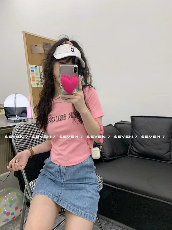 [seven 7] Korean lettered printed Pullover short sleeve T-shirt 8217\wtt