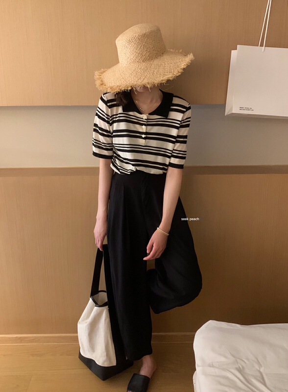 [seek peach] commuting polo collar short sleeve T-shirt 1910\ll