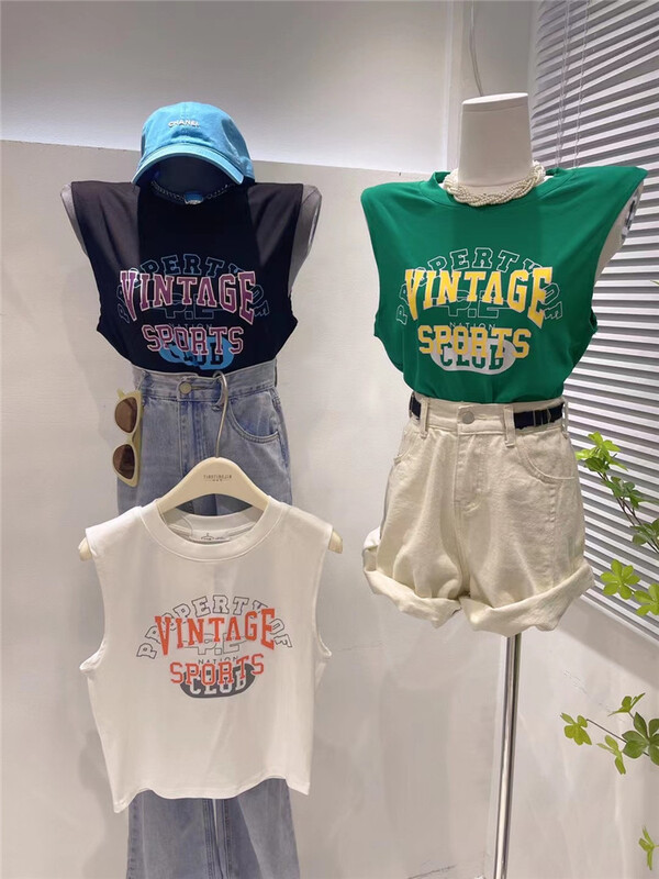 [Tiantian family] letter print versatile short sleeve T-shirt 8812-1\wtt