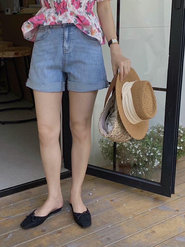 [oneda] Korean elastic cuffed denim shorts 7006\ll