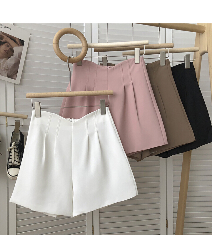 [Gangan] irregular high waist solid A-line versatile slim casual shorts 2201\cl