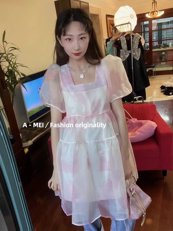 [A Mei Mei] sweet fairy tie dyed mesh dress 22864\hbx