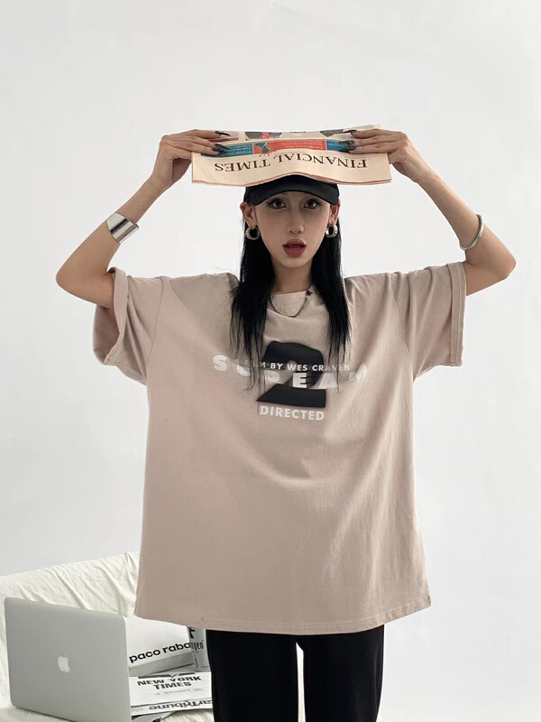 [ta+] round neck loose print short sleeve T-shirt 08180\xyy
