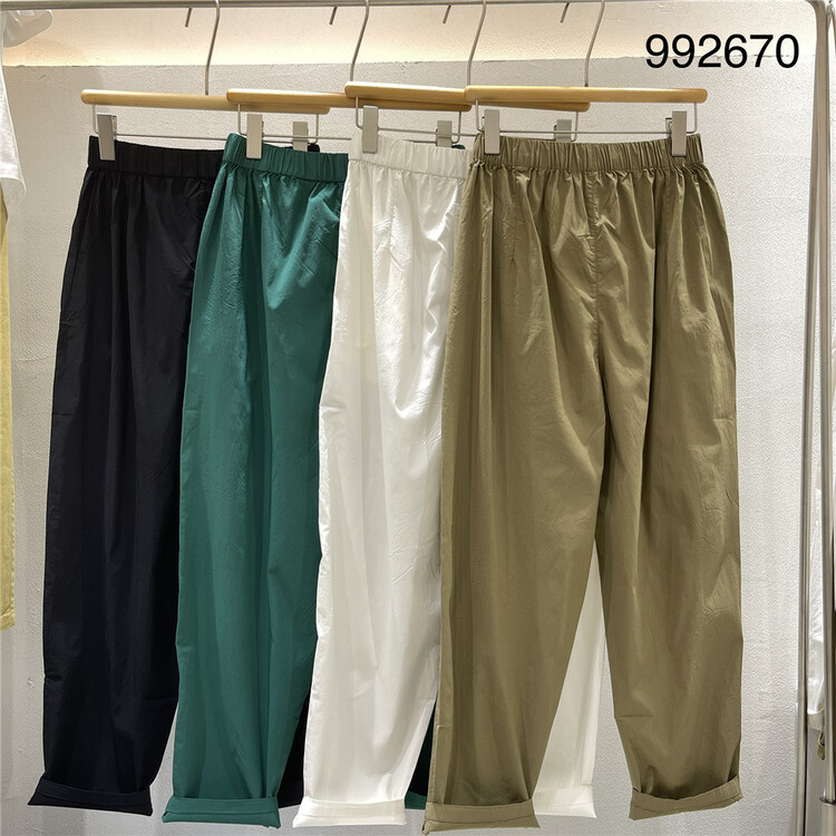 [twenty printed wood] elastic waist clean comfortable casual pants 992670\l
