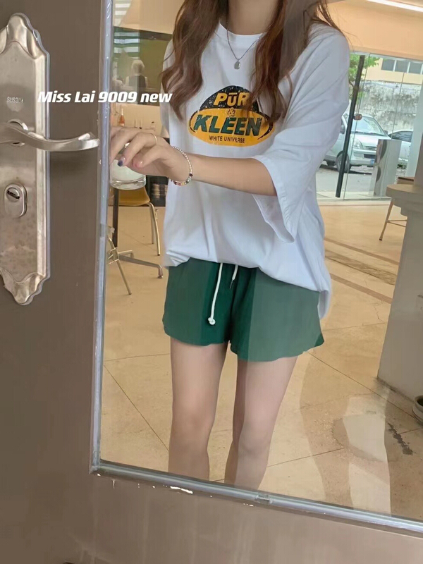[HH &miss Lai] letter printed loose short sleeve T-shirt 9009\l
