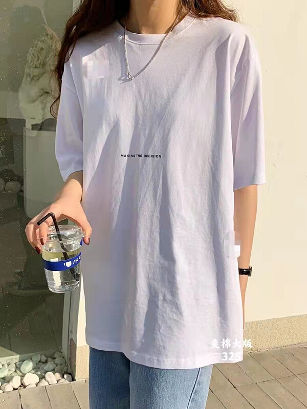 [Huan Zhuoer] letter round neck comfortable short sleeve T-shirt 325\ll