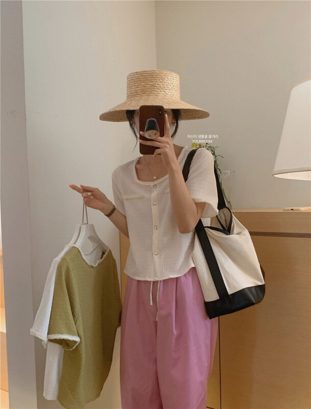 [your room] square collar, raw edge, small fragrant style, small shirt 6656\zxx