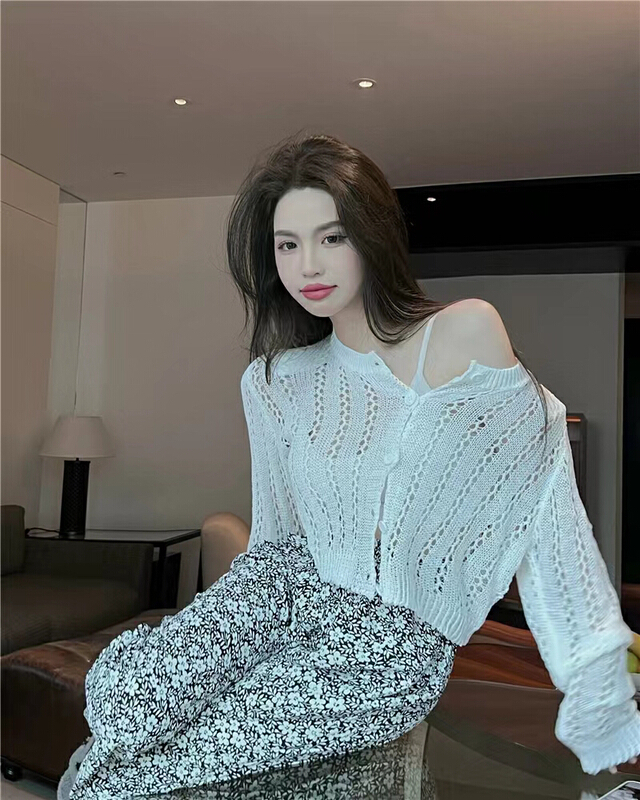 [Danling] hollow shoulder pad long sleeve sunscreen shirt 1156\pcz