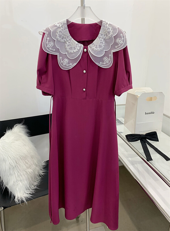 [lemon tree] lace doll collar waist dress 66355\xyy
