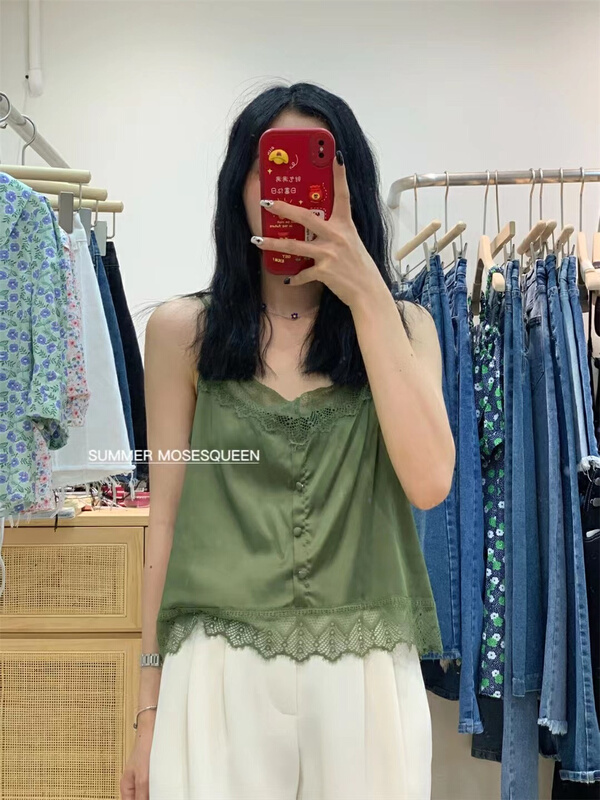 [moss queen] versatile basic short comfortable vest / sling 50502\xyy