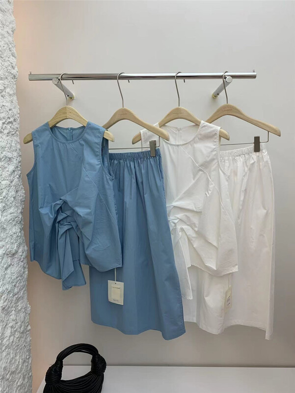 Original price 123.95! [t-platform] Korean pure color loose Vest + elastic waist skirt two piece suit ys1-2562 \cqw