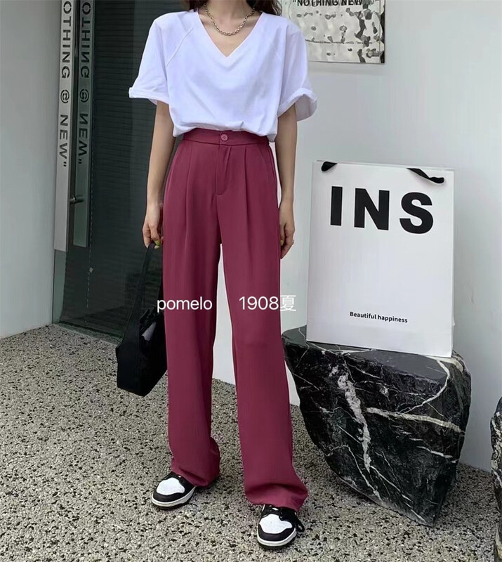 [grapefruit] Korean version simple high waist and wide leg pants ys1-1908\hjy