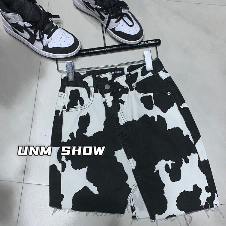 [unm-show] Korean personalized cow pattern irregular skirt 1262\wtt