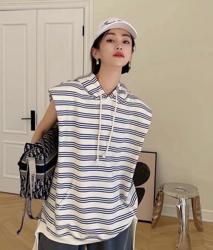 [m.zz] hooded stripe fashion vest / suspender 9021\lsw