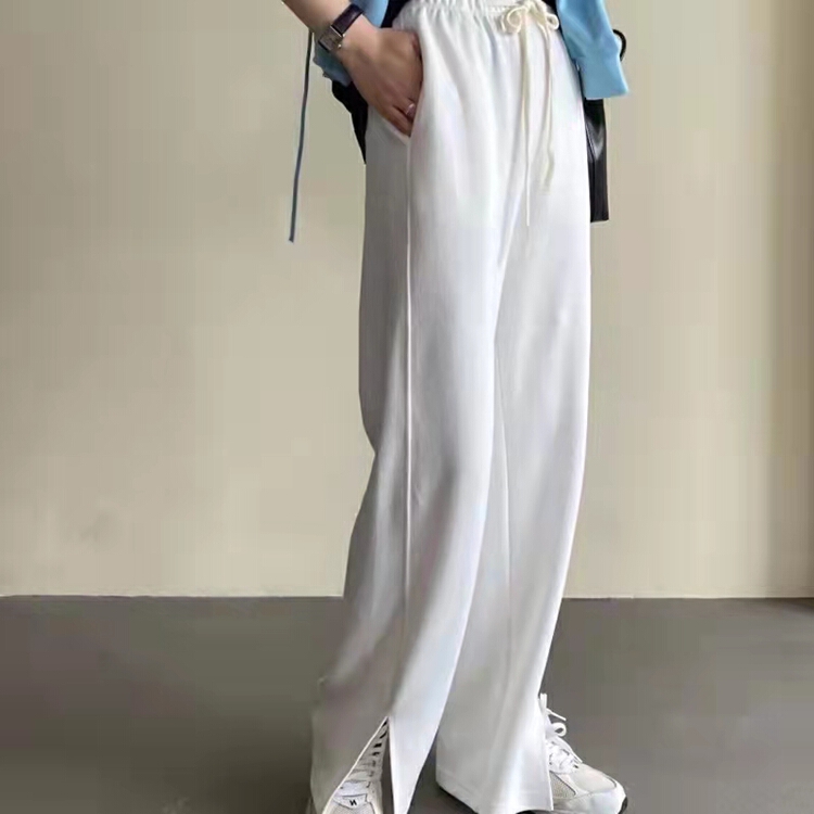 In early summer! [leaf] Korean straight pants split casual pants (with waist rope) 8823\xyy