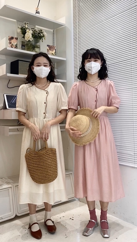 [c.hfeiyang] simple contrast stitch dress 6813\hbx