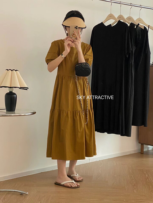 [sky] square neck versatile fashion dress 9623\hbx