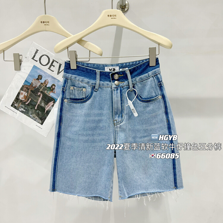 [original Korean standard x2] contrast fashion denim shorts 66085\wtt