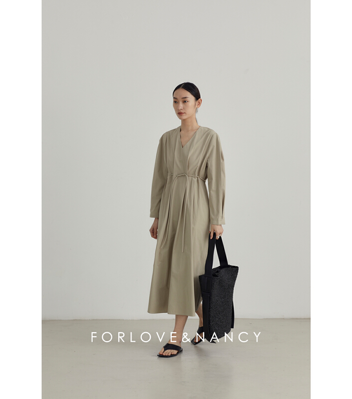 New year in early spring! [FN] Korean fashion V-neck dress (with detachable waist rope) na2la4090n\cqw