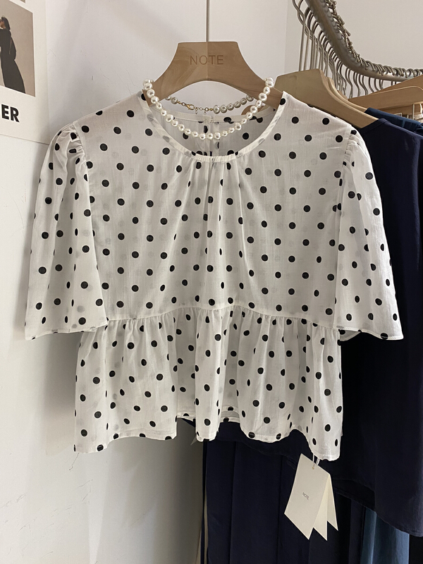 [note] Korean version sweet and fresh little Polka Dot Shirt 22536\hbx