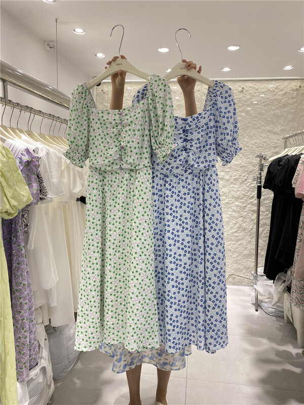[vanroi Fanluo clothes] temperament Han Shu floral high waist dress 81081\hjy