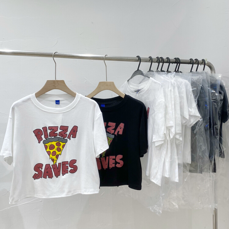 [ycnana] Korean casual printed letter back hollowed out short sleeve T-shirt 98175\lsw