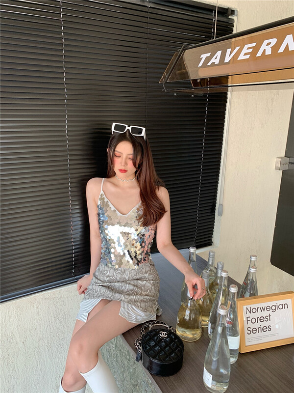 [rich man] Sequin design Vintage vest / suspender 2203-17\pcz