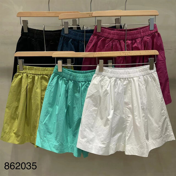 [fabric] elastic waist high waist simple casual shorts 862035\l